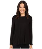 Three Dots Leather Trim A-line Tee (black) Women's Clothing