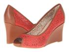 Rockport Seven To 7 Laser Peep Toe Wedge (poppy Red) Women's Wedge Shoes