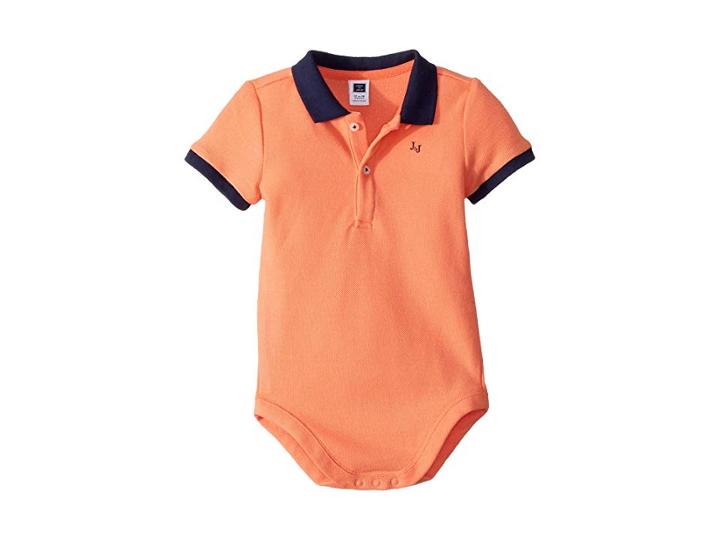 Janie And Jack Pique Polo Bodysuit (infant) (orange) Boy's Jumpsuit & Rompers One Piece