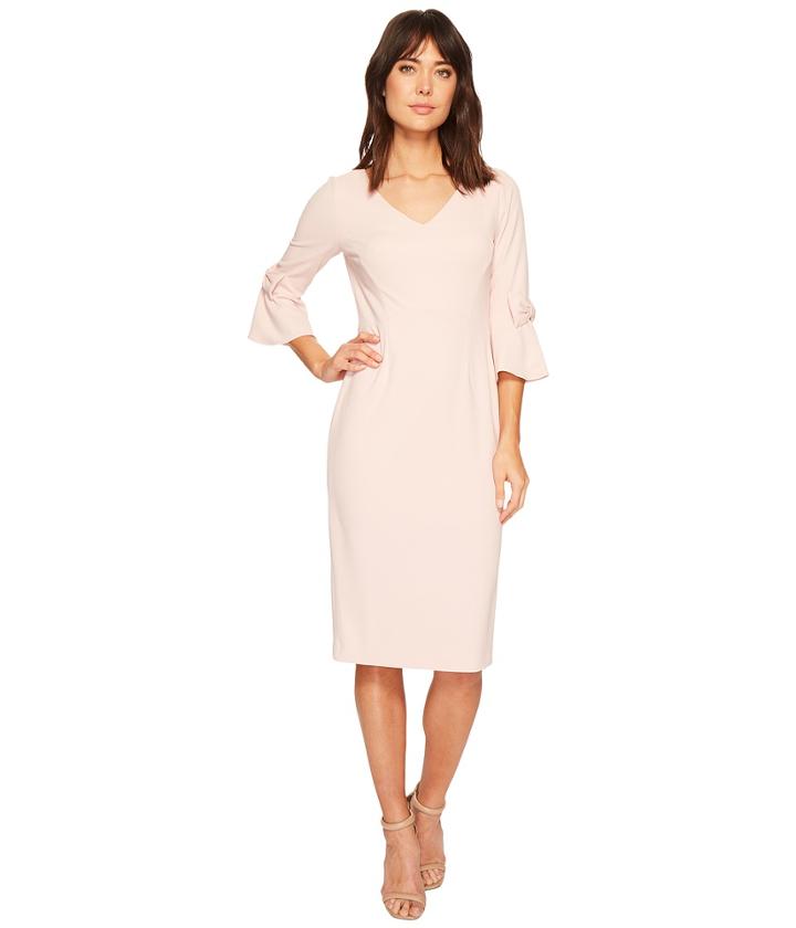 Ivanka Trump Bell Tie Sleeve Scuba Crepe Compression Midi Dress (blush) Women's Dress