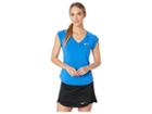 Nike Nike Court Pure Tennis Top (signal Blue/white) Women's Short Sleeve Pullover