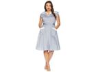 Unique Vintage Plus Size 1950s Cap Sleeve Hedda Swing Dress (light Blue/ivory Dotted) Women's Dress