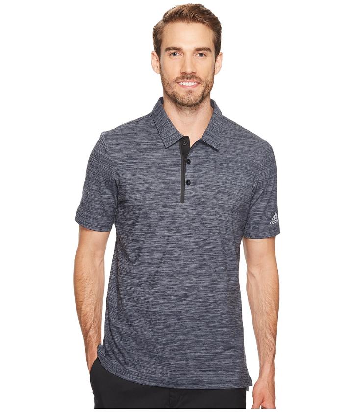 Adidas Golf Gradient Heather Jersey Polo (dark Slate) Men's Short Sleeve Pullover