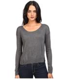 Splendid Crop Sweater Cashmere Blend (heather Gravel) Women's Sweater