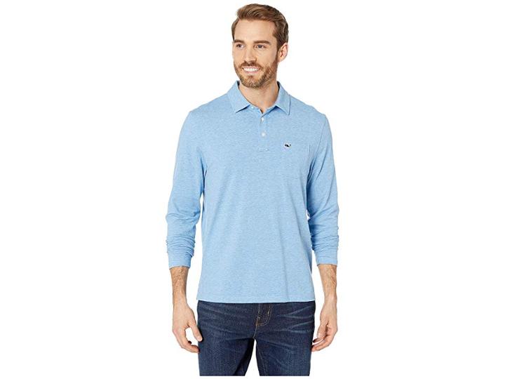 Vineyard Vines Long Sleeve Edgartown Polo (hull Blue) Men's Clothing