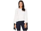 Vince Camuto Tie Cuff Bubble Sleeve Sheer Jacquard Stripe Blouse (new Ivory) Women's Blouse