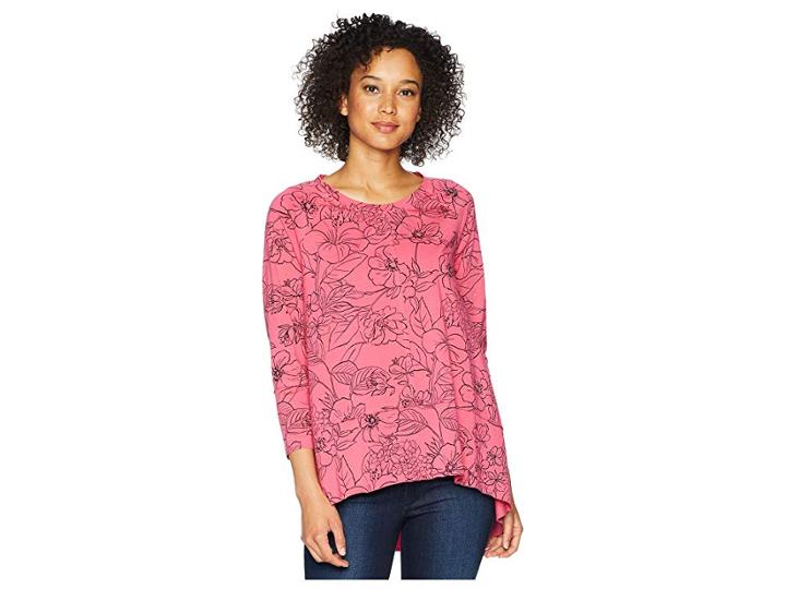 Mod-o-doc Printed Slick Jersey 3/4 Raglan Sleeve Seamed Tee (desert Rose) Women's T Shirt