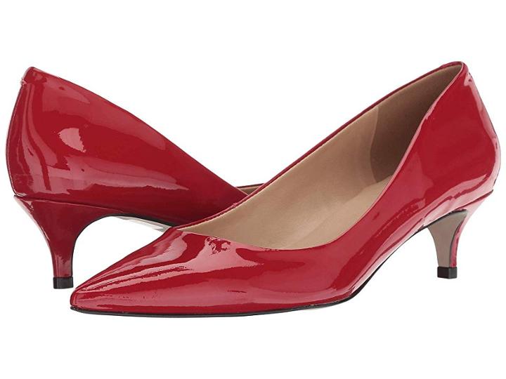 Massimo Matteo Pointy Toe Kitten Heel (rojo Patent) Women's 1-2 Inch Heel Shoes