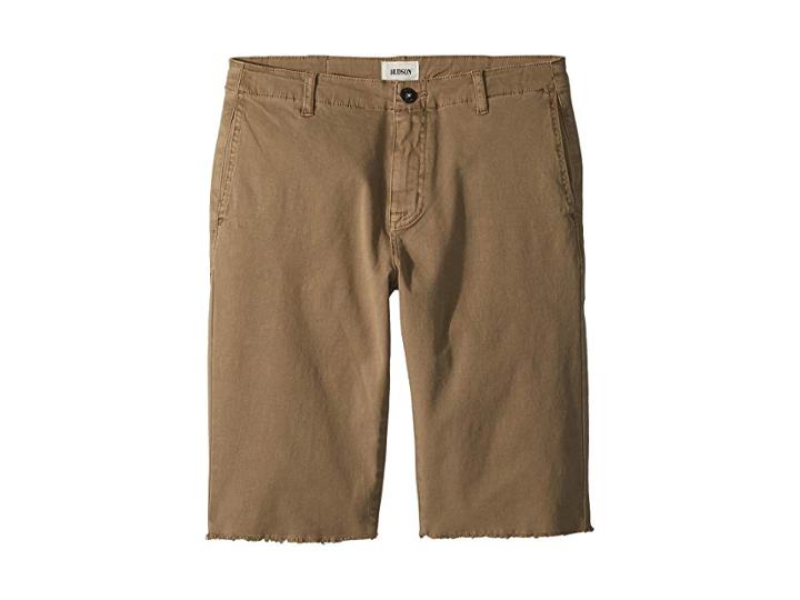 Hudson Kids Raw Hem Sateen Chino Shorts In Dark Chino (big Kids) (dark Chino) Boy's Shorts