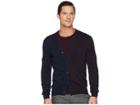 Perry Ellis Cotton Modal Two-tone Color Block Cardigan (dark Sapphire) Men's Sweater