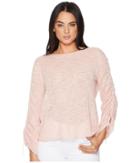 Two By Vince Camuto Drawstring Bell Sleeve Pointelle Sweater (wild Rose) Women's Sweater