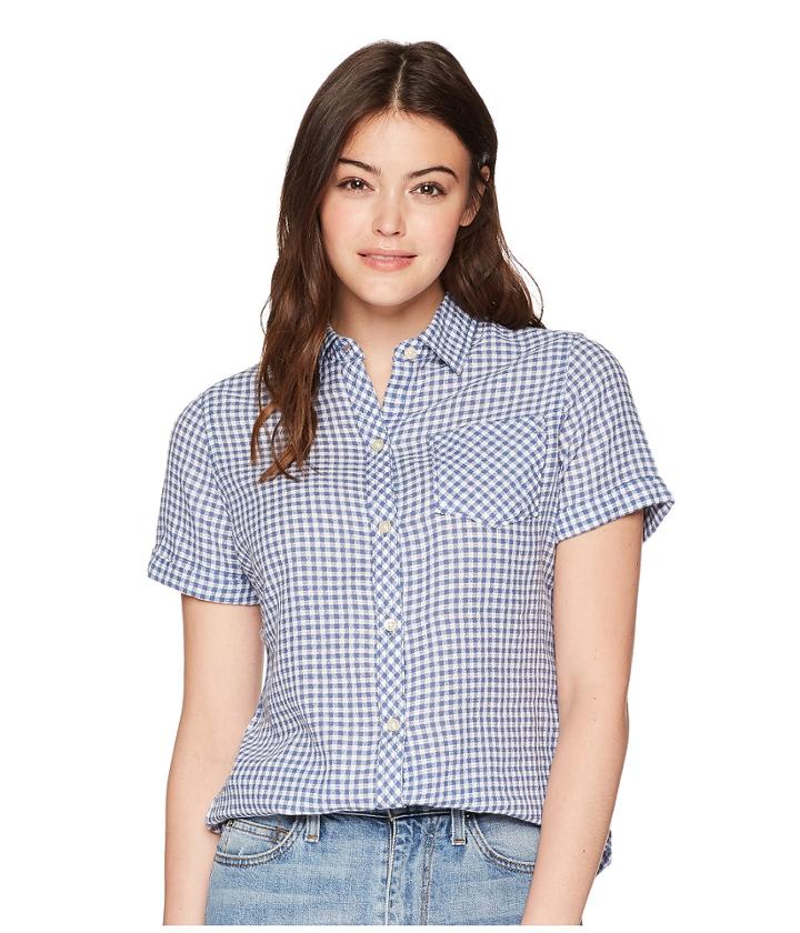 Woolrich Northern Hills Short Sleeve Shirt (bijou Blue) Women's Short Sleeve Button Up