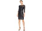 Marina Short Slim Sequin Dress With 3/4 Sleeves And V-back (gunmetal) Women's Dress