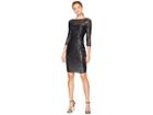 Marina Short Slim Sequin Dress With 3/4 Sleeves And V-back (gunmetal) Women's Dress