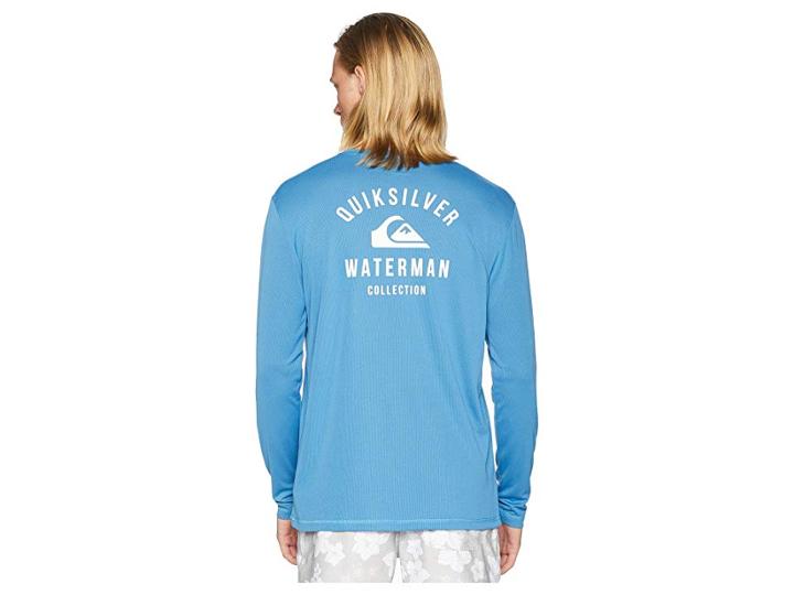 Quiksilver Waterman Gut Check Amphibian Long Sleeve Rashguard (pasisian Blue) Men's Swimwear