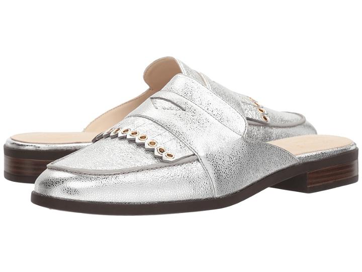Cole Haan Pinch Kiltie Slide (silver Crackle Metallic Leather) Women's Slide Shoes