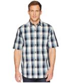 Carhartt Essential Plaid Open Collar Short Sleeve Top (navy) Men's Short Sleeve Button Up