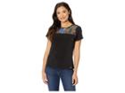 Calvin Klein Short Sleeve Embroidered Top (black) Women's Clothing