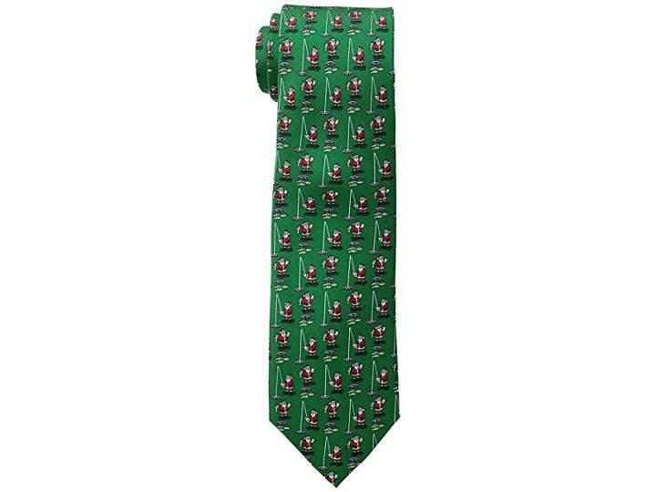 Vineyard Vines Santa Ice Fishing Printed Tie (turf Green) Ties