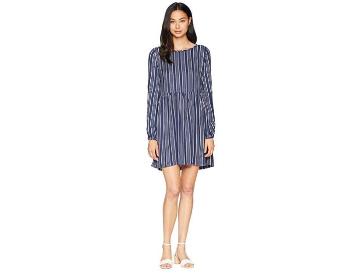 Roxy Highland Escape Woven Smocked Dress (dress Blues Vertical Stripes) Women's Dress