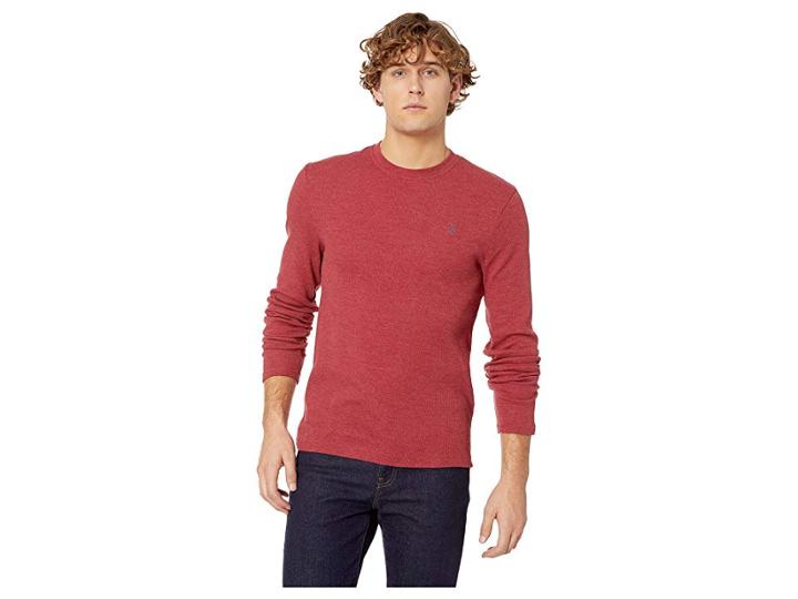 Original Penguin Long Sleeve Waffle T-shirt (biking Red) Men's T Shirt