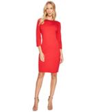 Taylor Textured Jeweled Neck Knit Jacquard Dress (red) Women's Dress