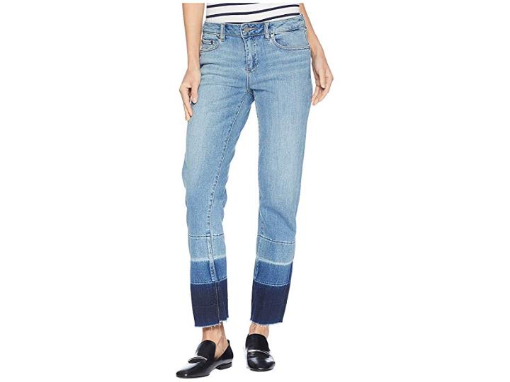 Two By Vince Camuto Light Indigo Color Block Release Hem Crop Jeans In Spectrum Blue (spectrum Blue) Women's Jeans