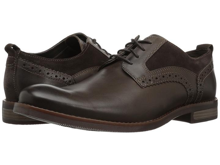 Rockport Wynstin Plain Toe (dark Bitter Chocolate) Men's Dress Flat Shoes