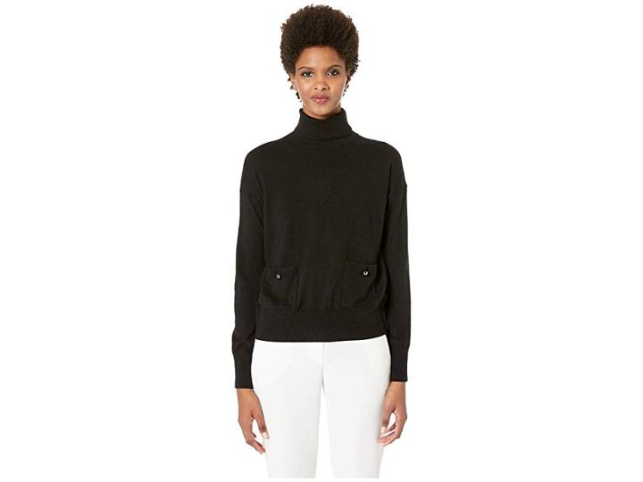 Kate Spade New York Broome Street Turtleneck Pocket Sweater (black) Women's Sweater