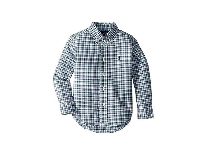 Polo Ralph Lauren Kids Plaid Cotton Oxford Shirt (toddler) (green Multi) Boy's Long Sleeve Button Up