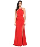 Faviana Faille Satin Halter 7904 (red) Women's Dress