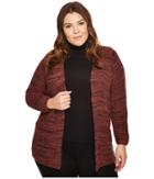 Nic+zoe Plus Size Thick And Thin Cardy (tamarind) Women's Sweater