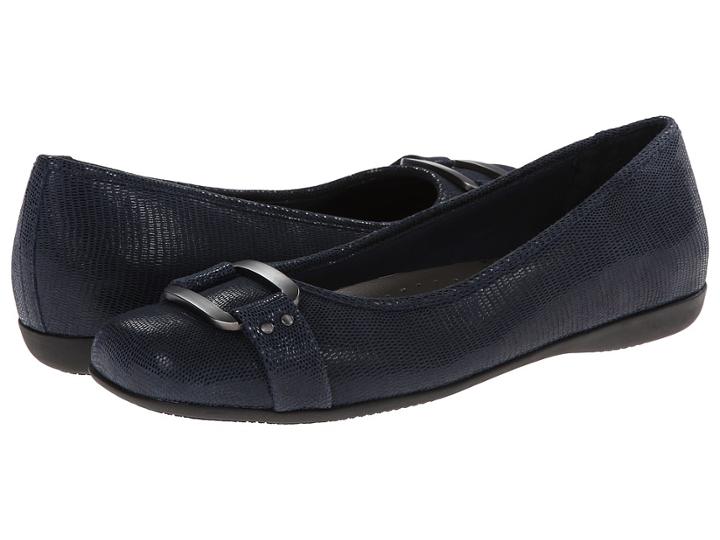 Trotters Sizzle (dark Blue Patent Suede Lizard Leather) Women's Dress Flat Shoes