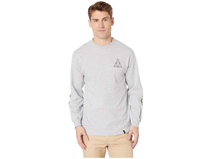 Huf Essentials Tt Long Sleeve Tee (grey Heather) Men's T Shirt