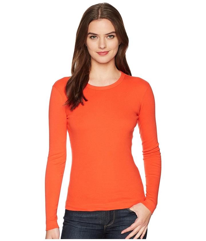 Three Dots Long Sleeve Crew (bing Cherry) Women's Clothing