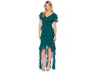 Badgley Mischka V-neck Flutter Ruffle (dark Emerald) Women's Dress