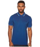 Fred Perry Twin Tipped Shirt (prince Carbon Oxford/snow White/navy) Men's Short Sleeve Knit