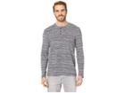 Kenneth Cole New York Long Sleeve Space Dye Three-button Henley (indigo Heather) Men's T Shirt