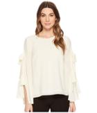 Cece Long Sleeve Slit Bell Sleeve Blouse W/ Bows (antique White) Women's Blouse