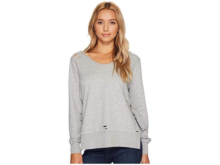 Romeo & Juliet Couture French Terry V-neck Knit Sweatshirt (light Heather Grey) Women's Clothing