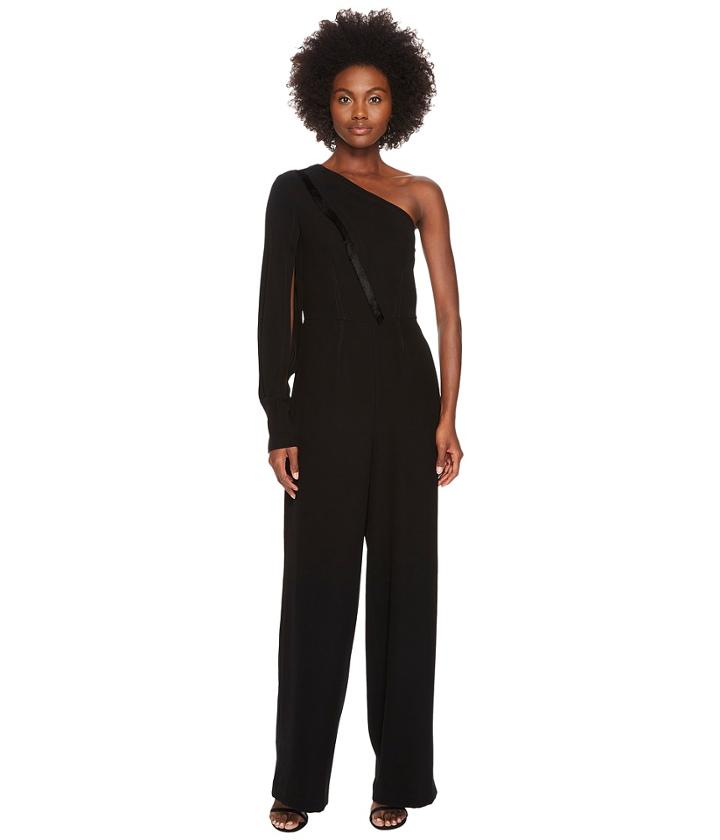 Yigal Azrouel One Shoulder Fringe Detailed Jumpsuit (black) Women's Jumpsuit & Rompers One Piece