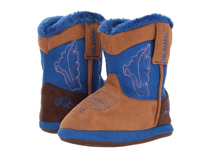 M&f Western Kids Cowboy Bootie Slipper (toddler/little Kid/big Kid) (tan/blue) Boys Shoes