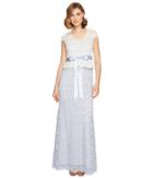 Adrianna Papell Nouveau Scroll Lace Gown (light Blue Ivory) Women's Dress