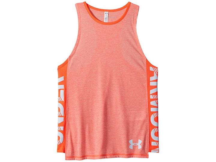 Under Armour Kids Threadborne Tank Top (big Kids) (neon Coral Fade Heather/neon Coral) Girl's Sleeveless
