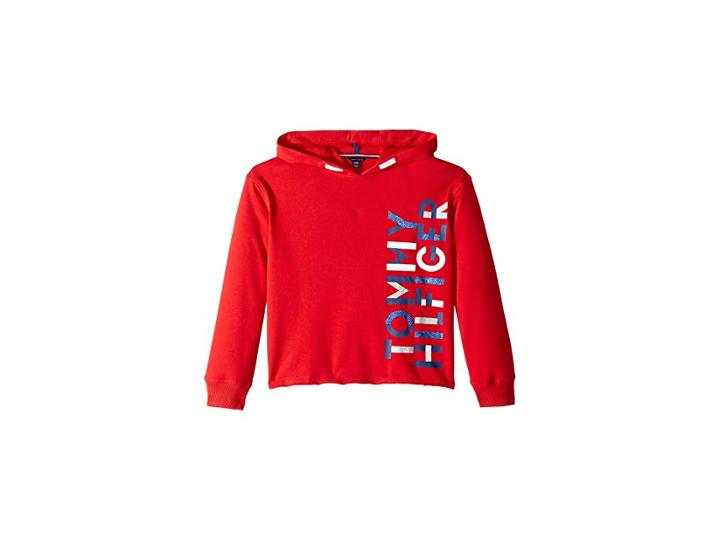 Tommy Hilfiger Kids Popover Hoodie (big Kids) (haute Red) Girl's Sweatshirt