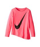 Nike Kids Dri-fit Long Sleeve Side Slit Top (little Kids) (hyper Pink) Girl's Clothing