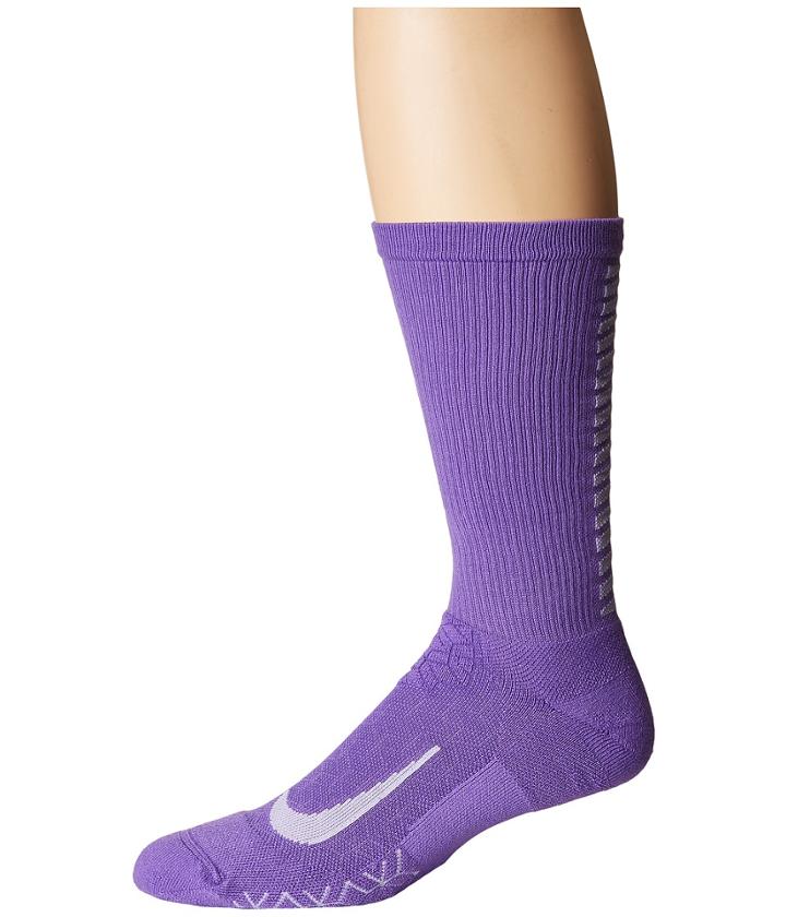 Nike Elite Running Cushion Crew Socks (action Grape/purple Agate) Crew Cut Socks Shoes