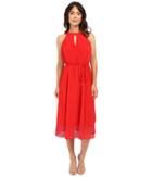 Christin Michaels Veronica Lace Hem Midi Dress (red) Women's Dress