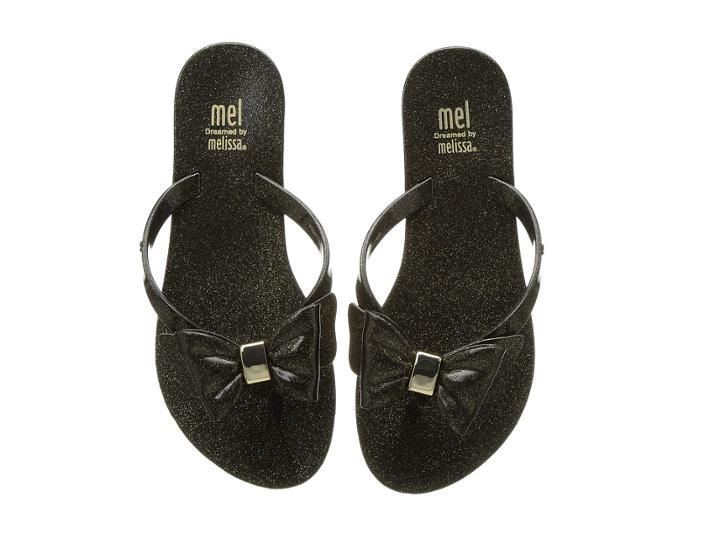 Mini Melissa Mel Harmonic Iii (little Kid) (black Gold Sparkle) Girl's Shoes