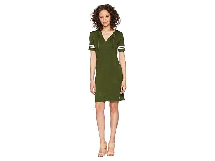Michael Michael Kors Stripe Sleeve Hoodie Dress (jade) Women's Dress